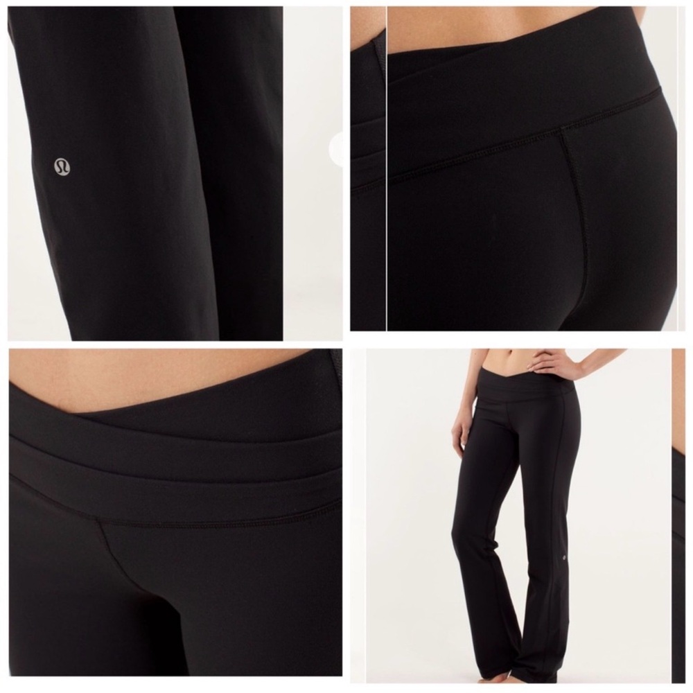 Black Women's Flared Yoga Pants - Classic Comfort - Picture 2 of 5